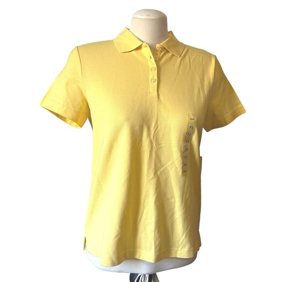 Kim Rogers Yellow Short Sleeve Collared Cotton Polo Shirt Sz Small Petite Womens - Picture 5 of 8